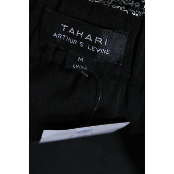 Tahari Womens Embroidered Sequined Back Zipped Slip-On Midi Skirt Silver Size M - Picture 4 of 6